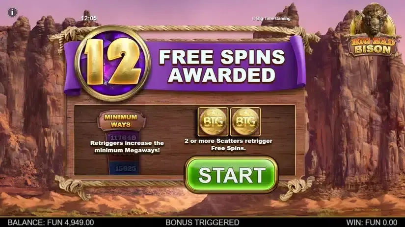 Big Bad Bison Megaways slot screenshot 2