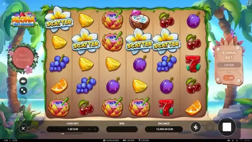 Aloha: Fruit Bonanza slot screenshot 2