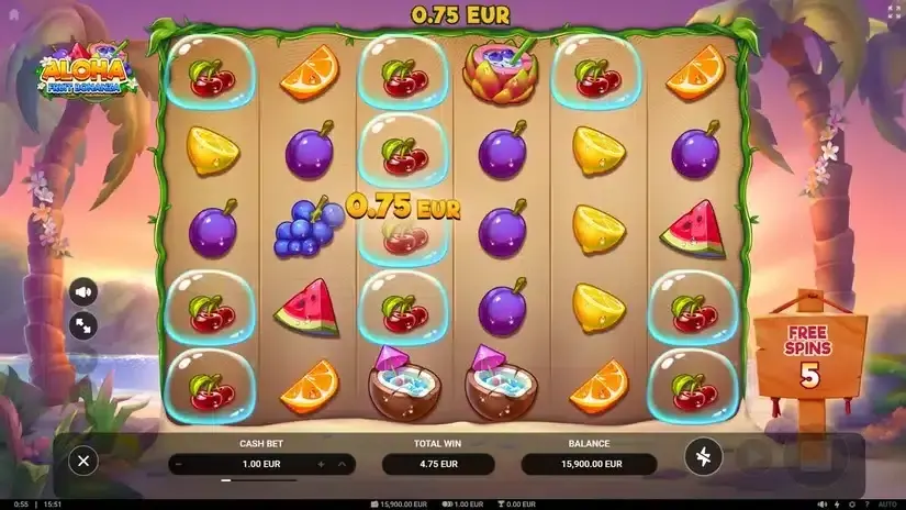 Aloha: Fruit Bonanza slot screenshot 