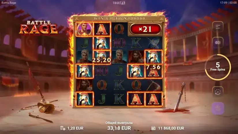Battle Rage slot screenshot 